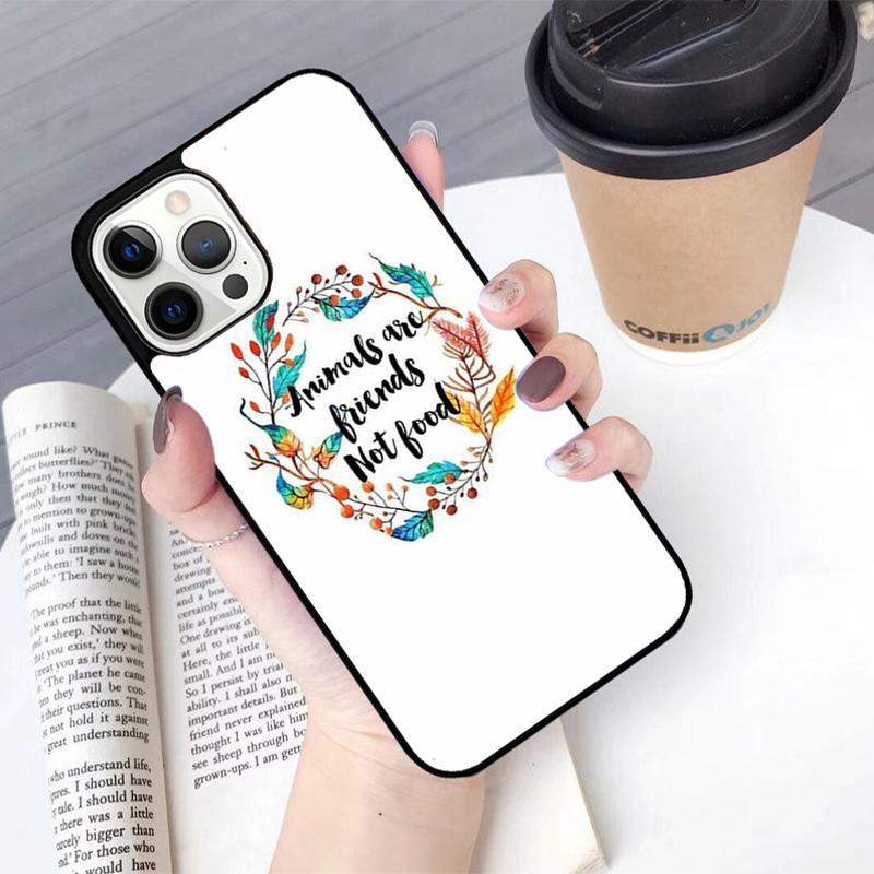 VEGAN FOOD QUOTES ANIMAL LOVE VEGGIE Phone Case For iPhone 17 Air 14 15 16 13 12 Max Cover For Apple Pro Max Plus