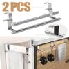 Stainless Steel Towel Rod, No Punched Door Hanging Towel Rack, Bathroom and Kitchen Towel Storage, Durable Space-saving Rack