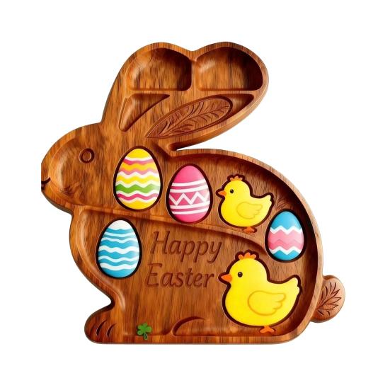 

Деревянная доска для закусок «Шотландская корова» с отделениями, кролик в стиле рустик, форма клевера, многоцелевой поднос для сыра и закусок, блюдо для закусок C