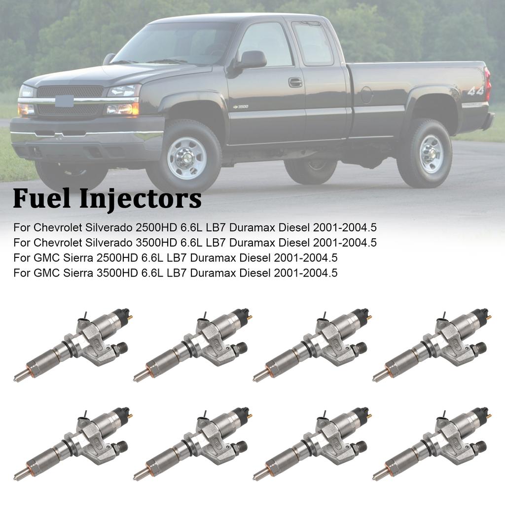 8PCS Fuel Injectors 0445120008 Fit for Duramax Fit for Chevy Silverado 2001-2004.5