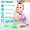 DELEE Bath Toys 4Packs Animal Shaped Pop Tubes Baby Bath Toys with LED Lights Floating Swimming Water Toys,Perfect for Bath Time Fun,Travel,Pool