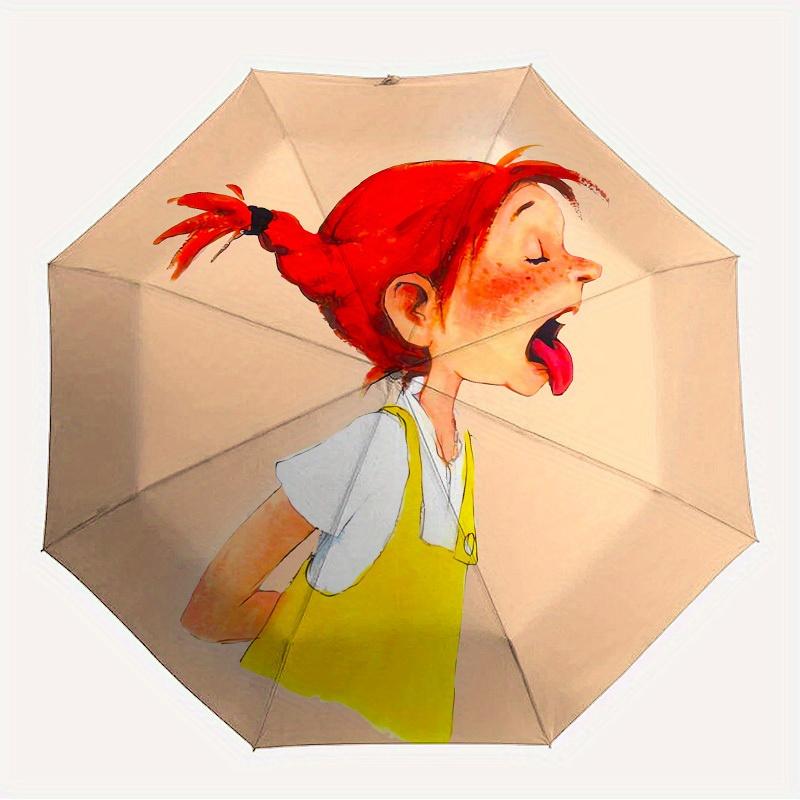 

1pc Pippi Longstockings Themed High-quality Umbrella,Automatic Opening and Closing Umbrella,Multi-functional Umbrella G0811022