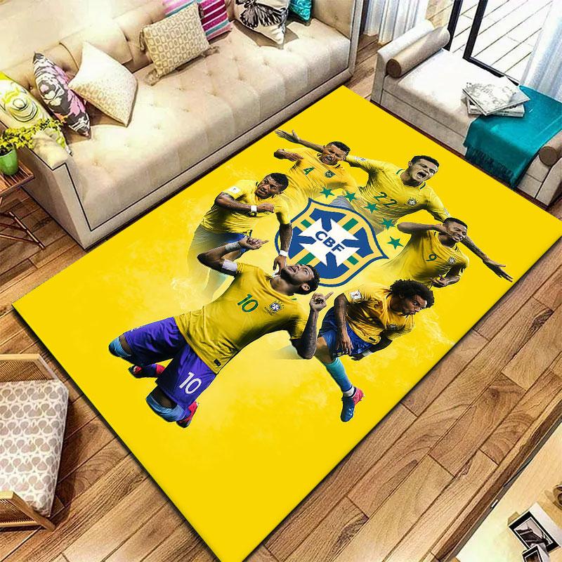 Brazil National Football Team Carpet Rug for Living Room Bedroom Home Sofa Decoration,Kids play Non-slip Floor Mat