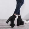 Μόδα 14CM INS Δερμάτινες Γυναικείες Μποτάκια Αστραγάλου Πλατφόρμα Ψηλά Τακούνια Μαύρο Λευκό Κοντά Μποτάκια Χειμώνας Γοτθικά Πανκ Τακούνια Παπούτσια Πάρτι Κυρίες