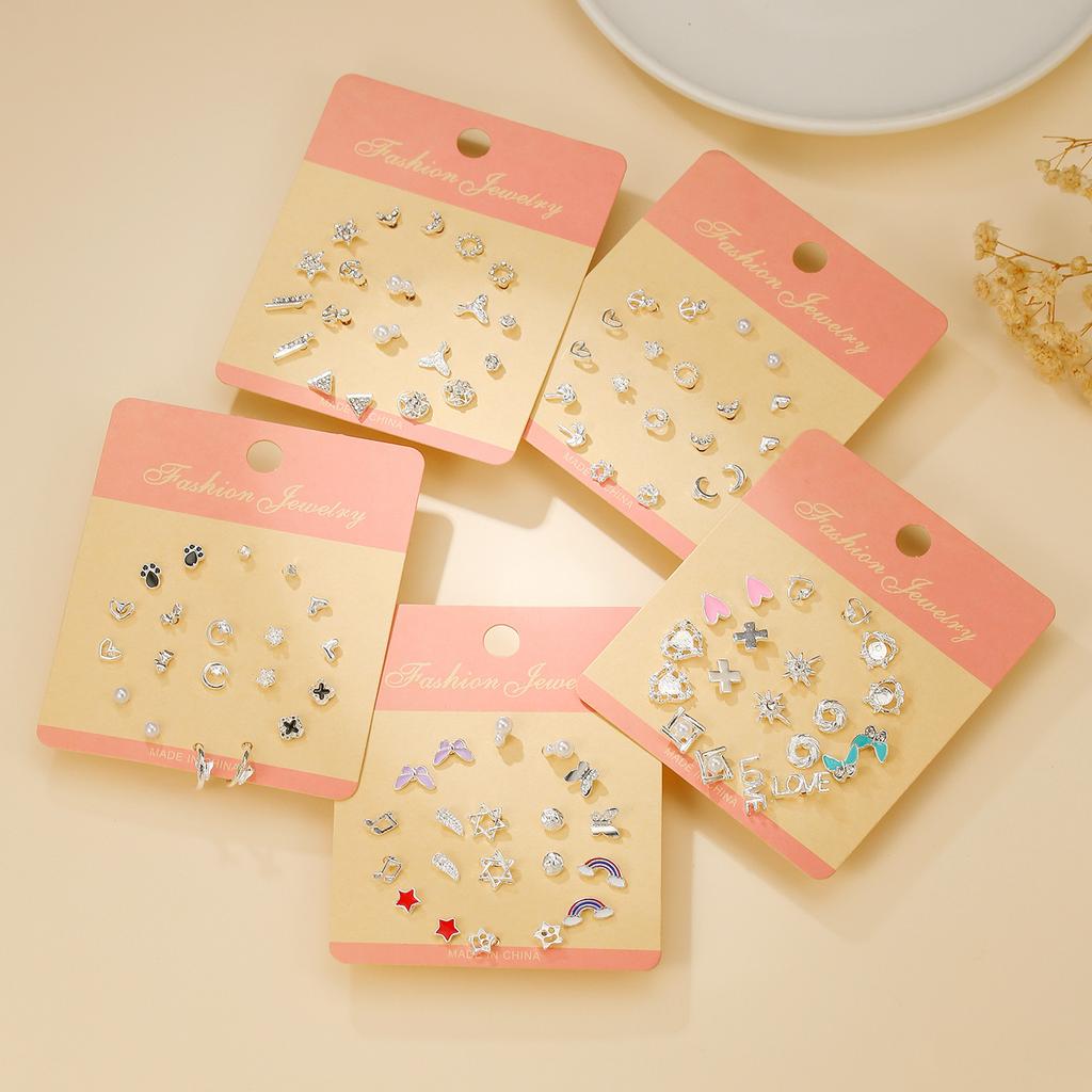 Simple and high-end stud earrings set, light luxury and exquisite earrings, one card butterfly irregular jewelry, pearl earrings.
