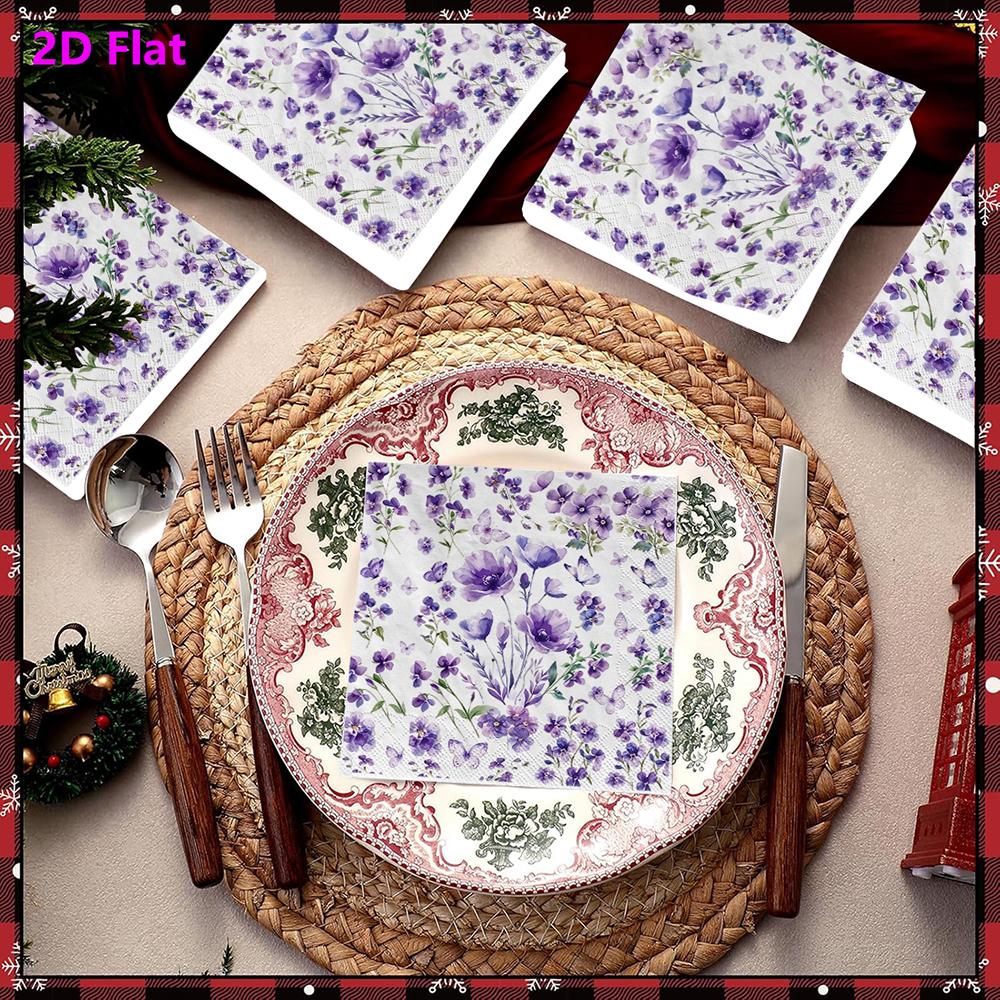 20pcs Disposable Napkins with Flower Pattern Print for Wedding,Parties,and Daily Use for Thanksgiving Fall Christmas Table Decoration