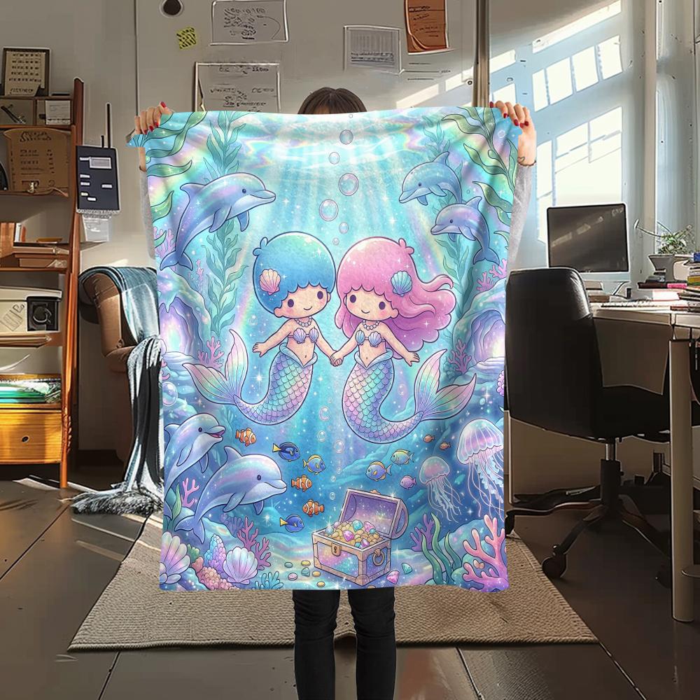 1PC Little Twin Stars Print Flannel Blanket, High quality All Seasons, Home Decor, Warmth and Comfort, Perfect for Christmas Gifts