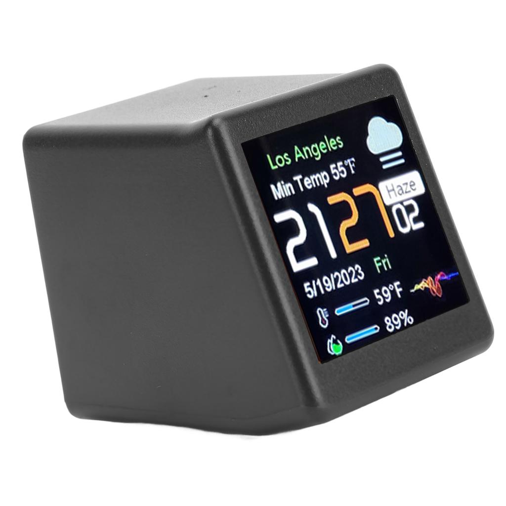 Desktop Electronic Clock LCD Digital Display Calendar Temperature Weather Forecast Station Support WiFi Networking