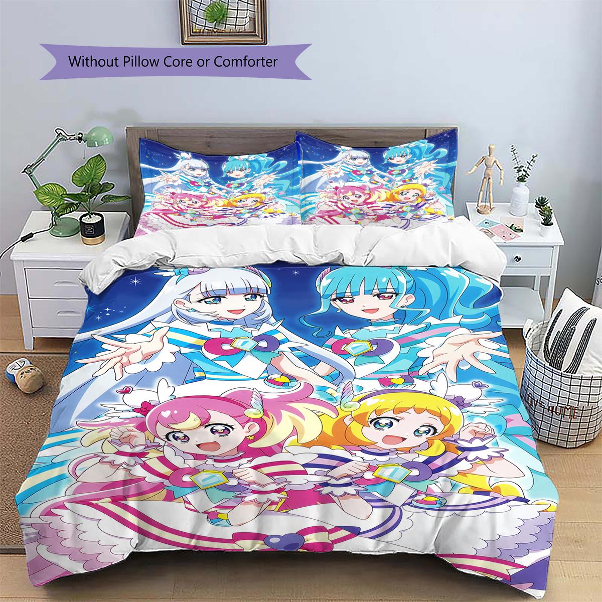 

Pretty Cure Color Collage Duvet Cover & Pillowcases, Pretty Cure Fan Bedding, Perfect Gift.chl 135x200cm