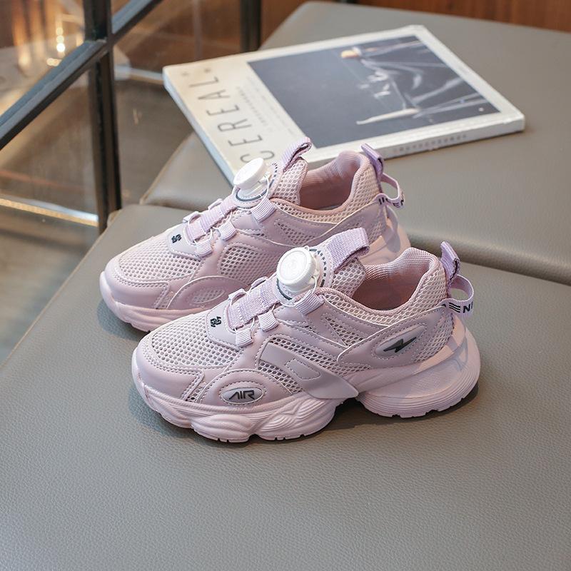 

Rotary buckle girls sneakers Spring and Autumn 2025 new children s mesh breathable twist shoes medium and older children s student mesh shoes 33-38 yards, 6 pairs in one hand фиолетовый
