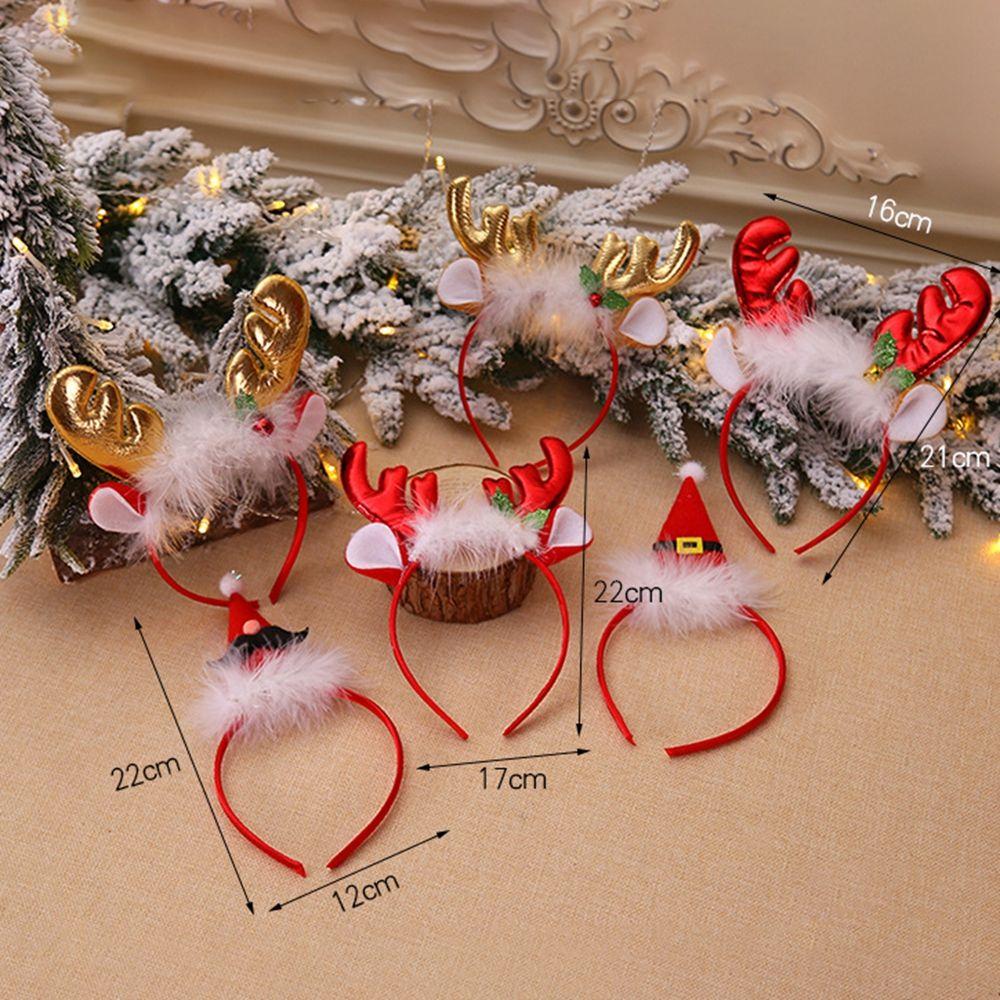 Dress Up Elk Bells Christmas Hair Band Antlers Headband Female Plush Hair Hoop Christmas Decoration