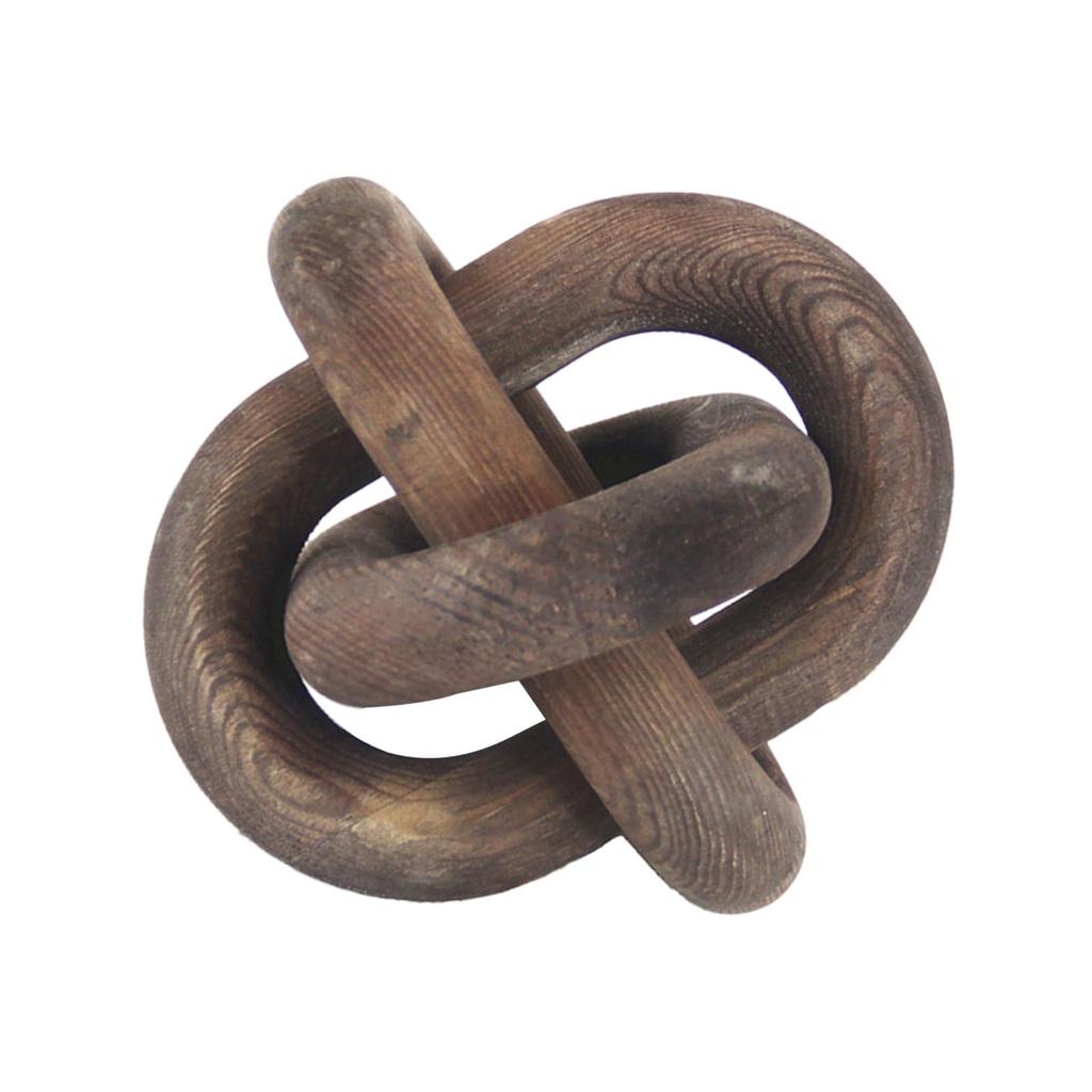 Wood Chain Ornaments 3 Link Wooden Knot for Home Farmhouse Hand Carved Accessory Collection Living Room Decor Handmade