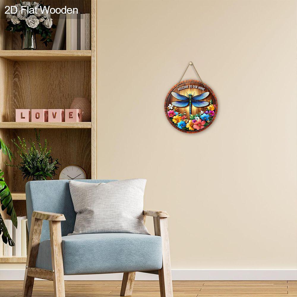 Zahradní dekorace, dřevěné závěsné dekorativní cedule, vzory vážek, 2D grafické produkty, dárky na kolaudaci pro přátele