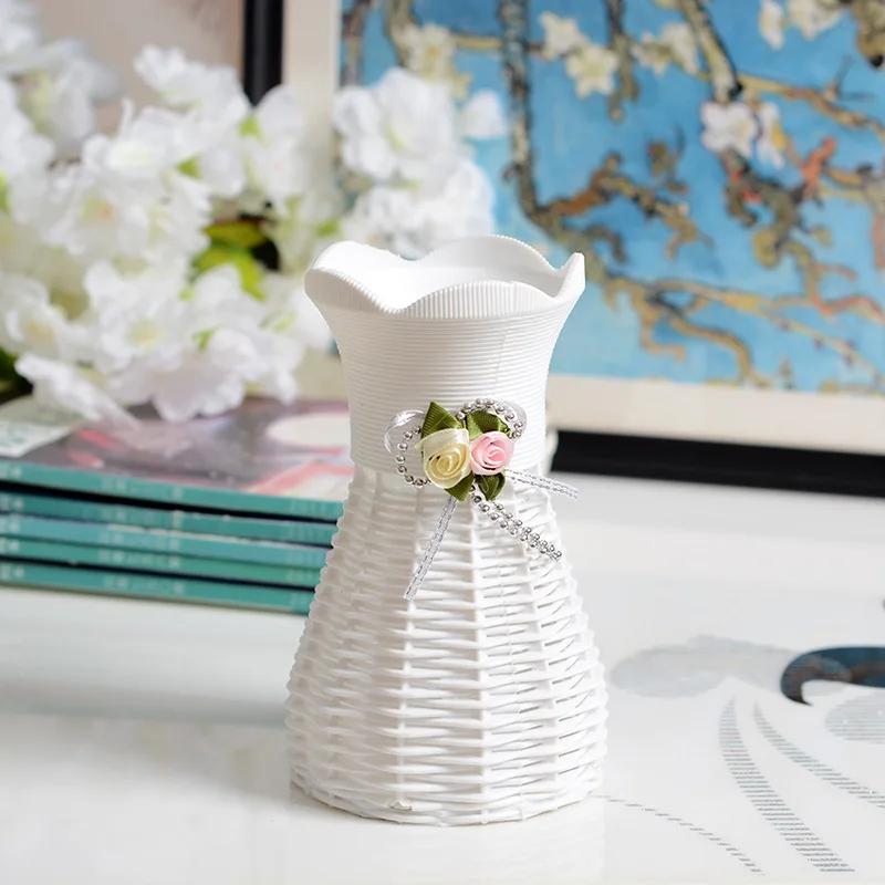 

Nordic White Flower Vase Basket 2026 Home Living Room Wedding Party Decoration Ornament Plastic Flower Pot Basket