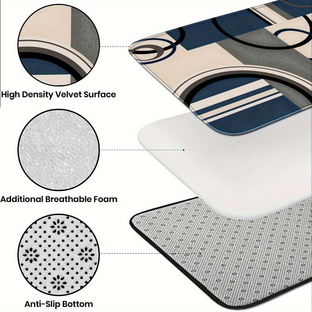 2pcs European Style Kitchen Mats, Creative Geometry Pattern Throw Carpets, Durable Runner Rugs, for Home Room Supplies Spring Decor Shower Supplies