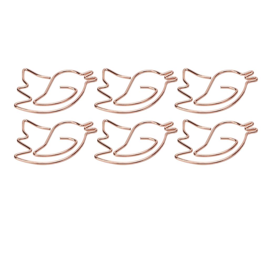 100PCS Paper Clips Portable Cute Animal Shape Electroplating Rose Gold Metal Paper Clip Box Office