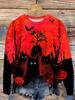 Women's Long Sleeve T-shirts Halloween Theme Black Cat Graphic Streetswear Polyester Tops Casual Pullover Women's Clothing