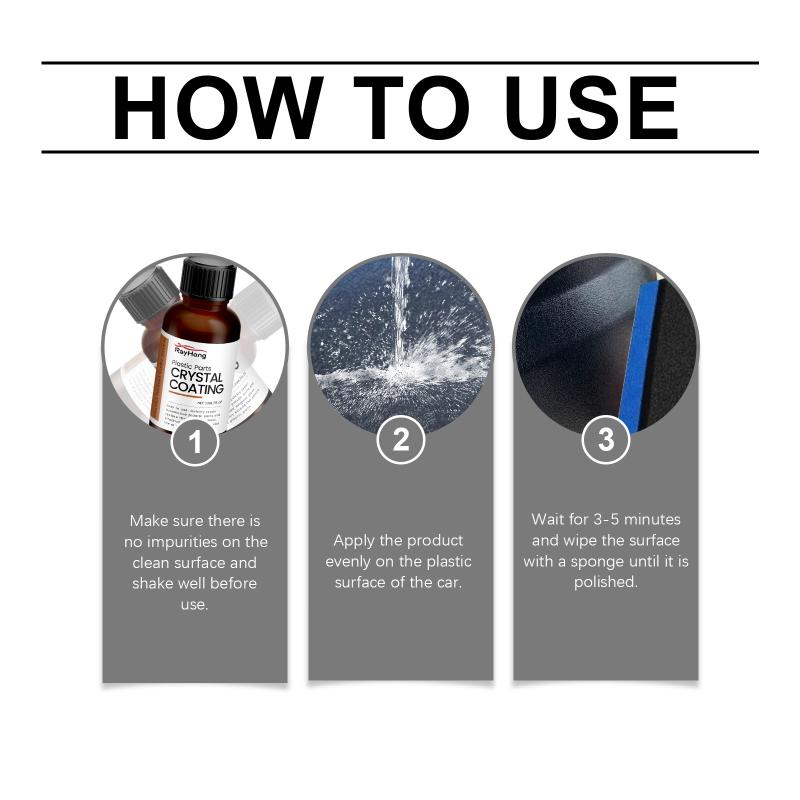 Automotive Plastic Trim Restorer 30ml Waterproof Crystal Coating Car Maintenance Agent for Interior and Exterior Plastics Care