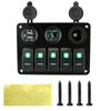 Digital Voltage Dual USB Slot Socket Waterproof 5 Gang LED Rocker Switch Panel 12/24V Outlet Combination With Fuse