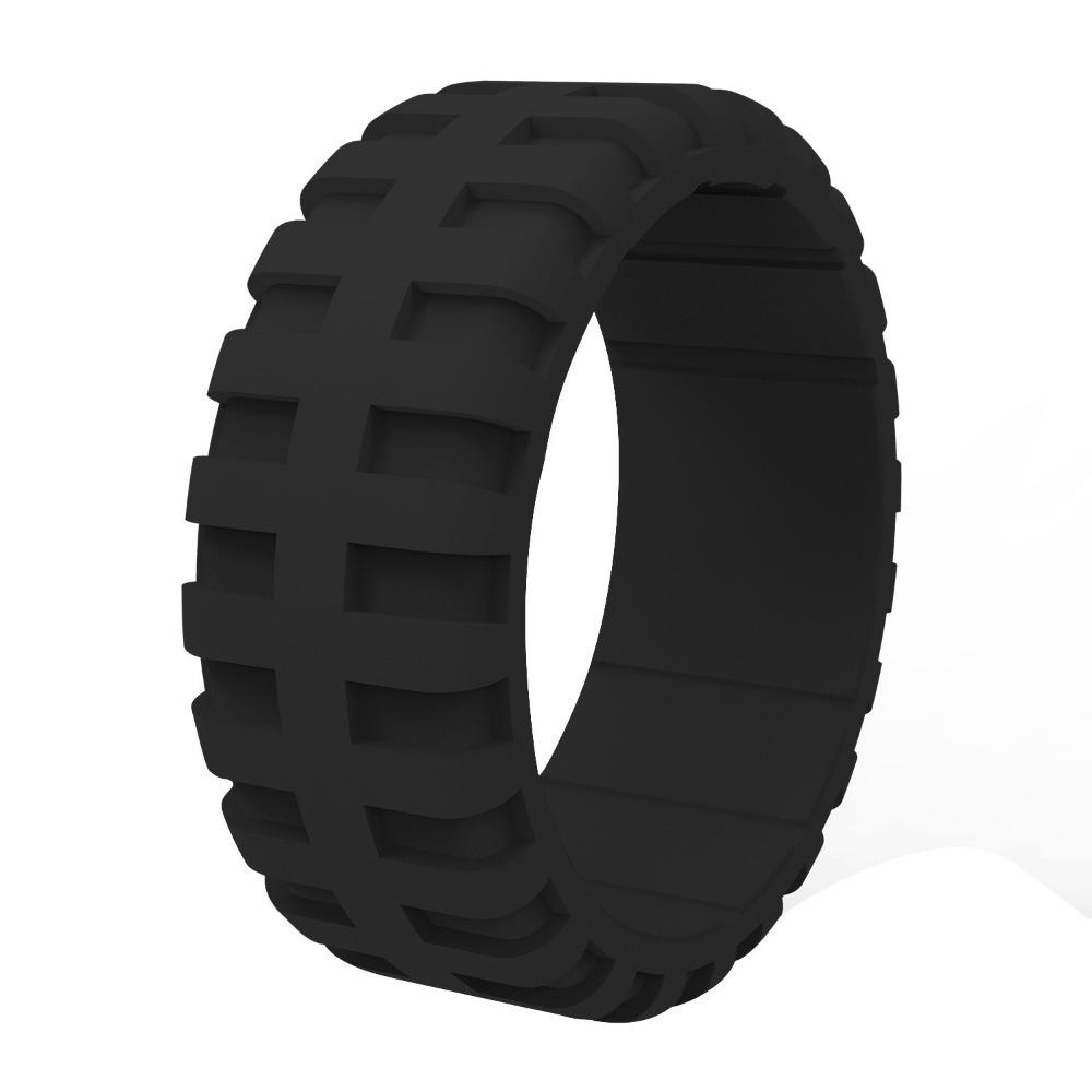 Men'S Breathable Silicone Ring with Tire Pattern - Casual Style, Single Piece