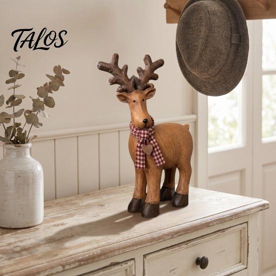 Small Wildlife Sculptures for Shelves Rustic Elk Ornament, Handcrafted Resin Deer Figurine, Decorative Figurines Home Decor Sculpture Countryside