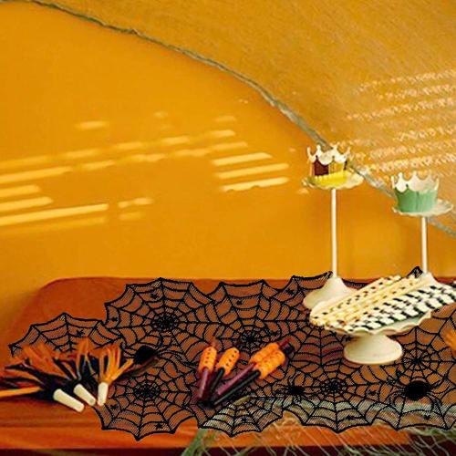 Halloween Table Runner, Tablecloth, Spider Web Dinner Table, Lace Spider Web Table Runner, Halloween Decoration, Table Cover, Halloween Party Decorati
