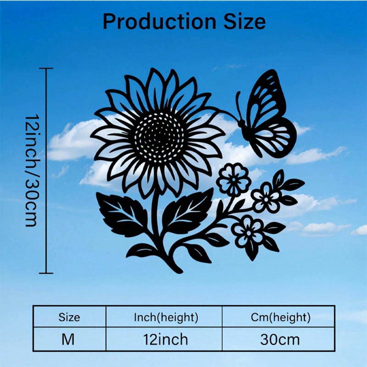 Metal Wall Art Sunflower Butterfly Iron Plaque Rope Hook Home Garden Decor