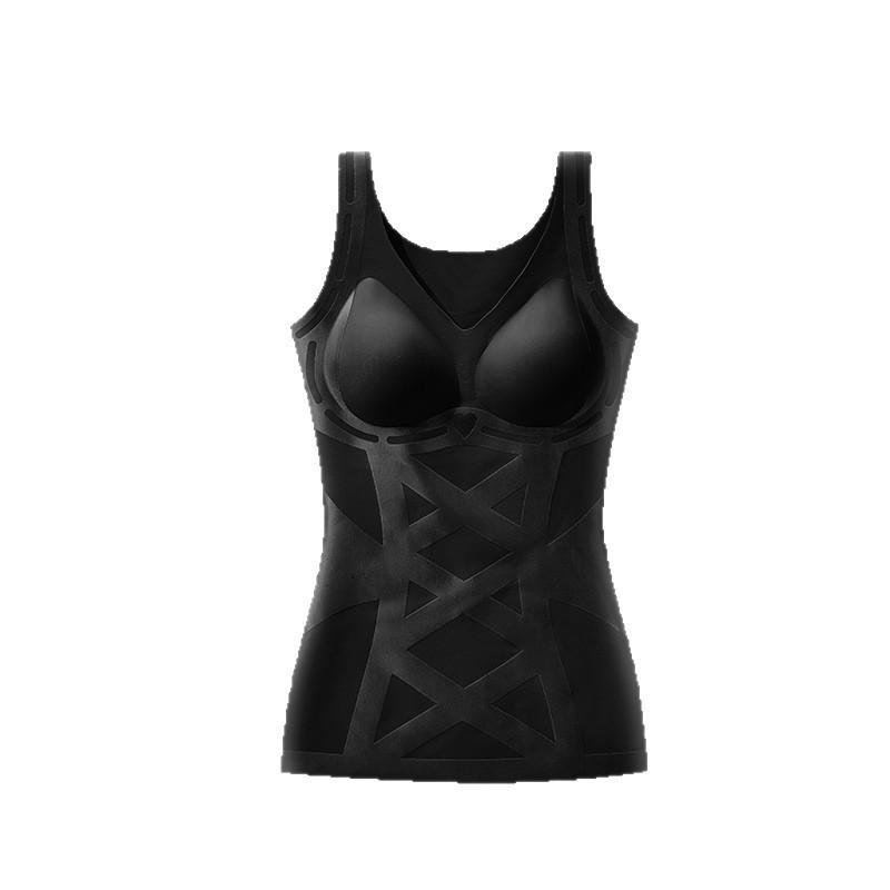 Women's Seamless Cross Compression Body Shaper Vest - Breathable, High-Elastic, Fixed Cup