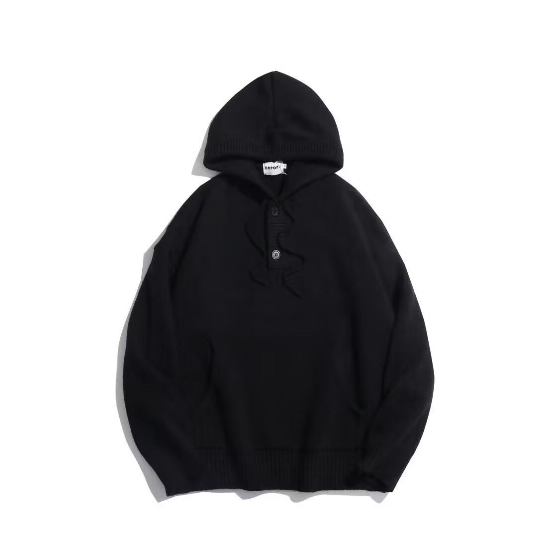 Men s 2025 Post-Apocalyptic Black Hooded Sweater - Japanese Retro Soft Knitwear X-Large