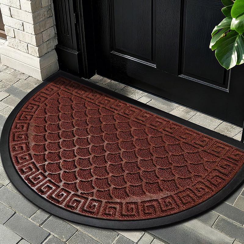European Half-Round Dirt-Resistant Entrance Mat – Non-Slip Mud Scraper Rubber Carpet