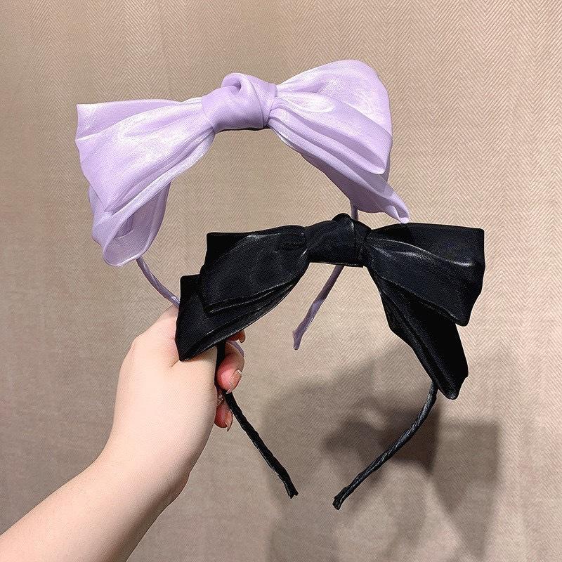 1Pcs Hair Accessories Spring/Summer Girl Glossy Bow Bezel Headband Solid Color Hair Band For Women