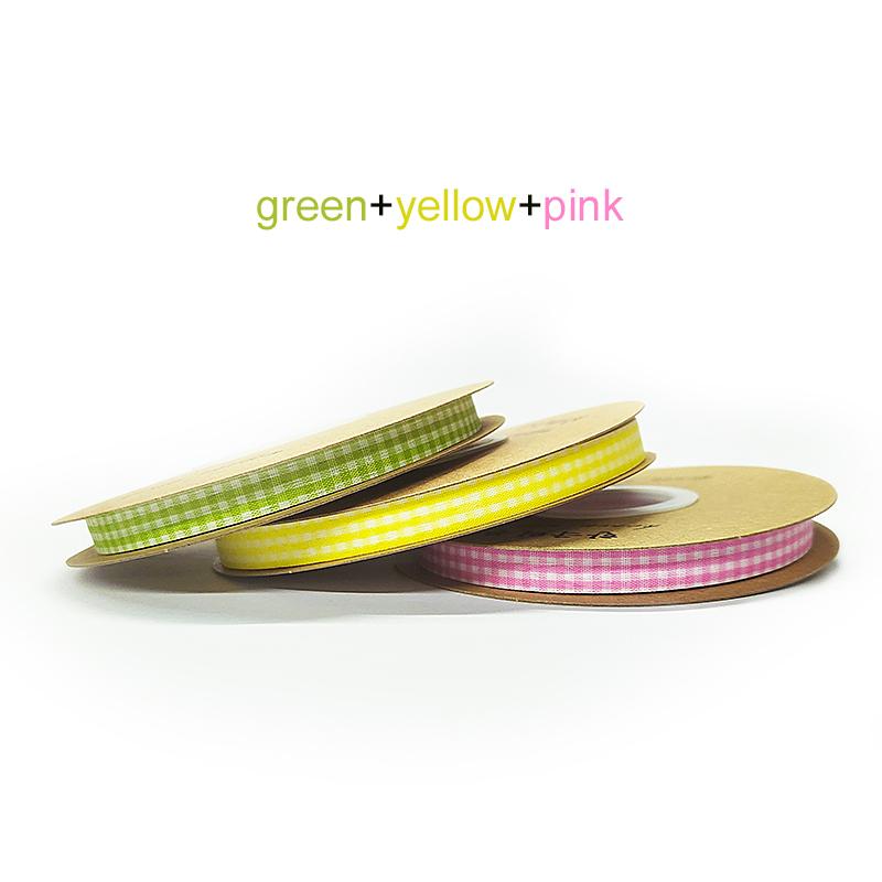 8 Rolls Plaid Ribbon Grid Ribbon Checked Polyester Ribbon 3/8" Fabric Ribbon Roll for Hair Accessories Craft Christmas Gift Wrap