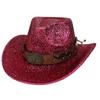 Glitzerndes Cowboyhut Unisex Westernstil Breiter Rand Fedora Hut für Party Festival Cosplay