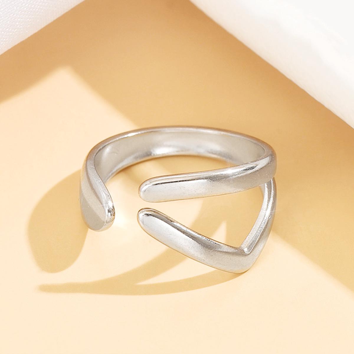 Geometric Stainless Steel Slit Ring for Women - Irregular Design