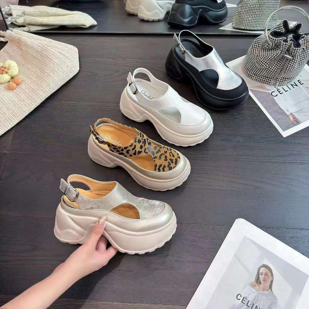 2025 New Summer Casual Fashion Muffin Women's Shoes Platform Heightening Sandals Women's Lazy Bag Head Wear-resistant Super Soft