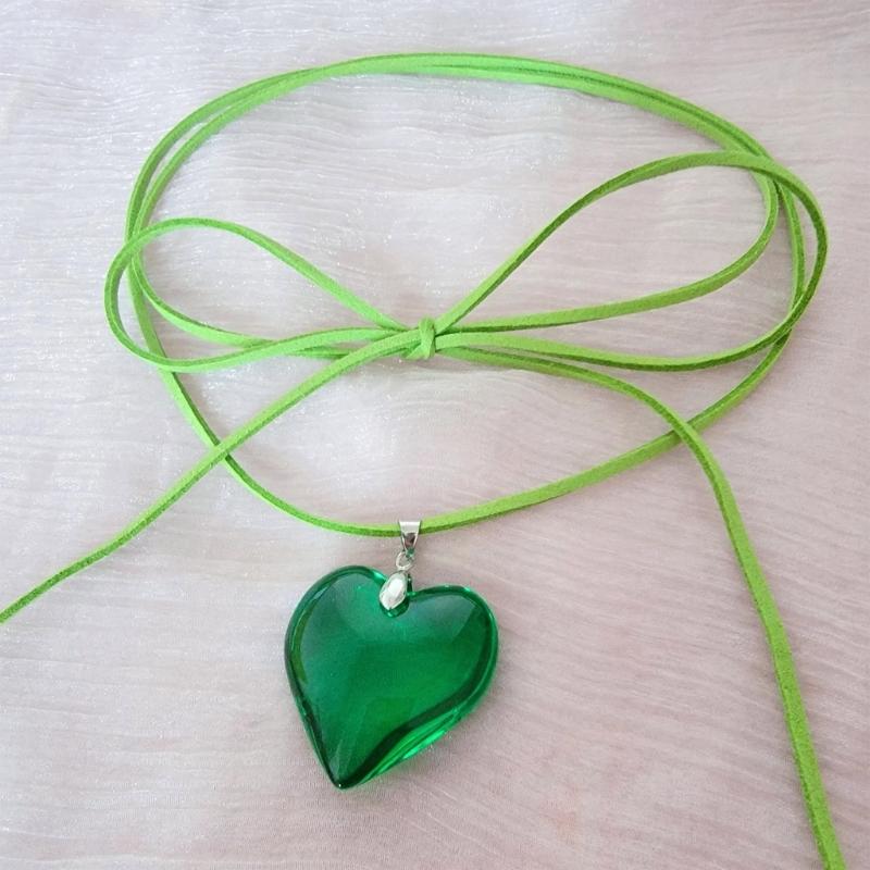 Large Heart Necklace Crystal Heart Pendant Clavicle Chain Romantics Heart Choker Anniversaries Gift for Women Girl Teen