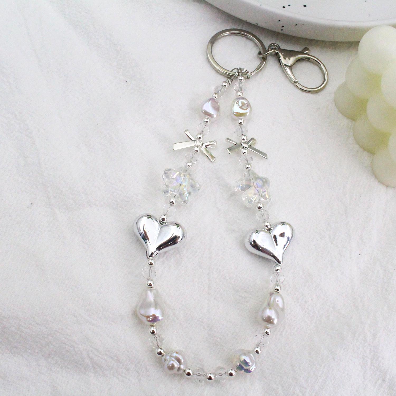 Sweet Cool Bow Knot Keychain Pendant Beaded Lanyard & Key Ring