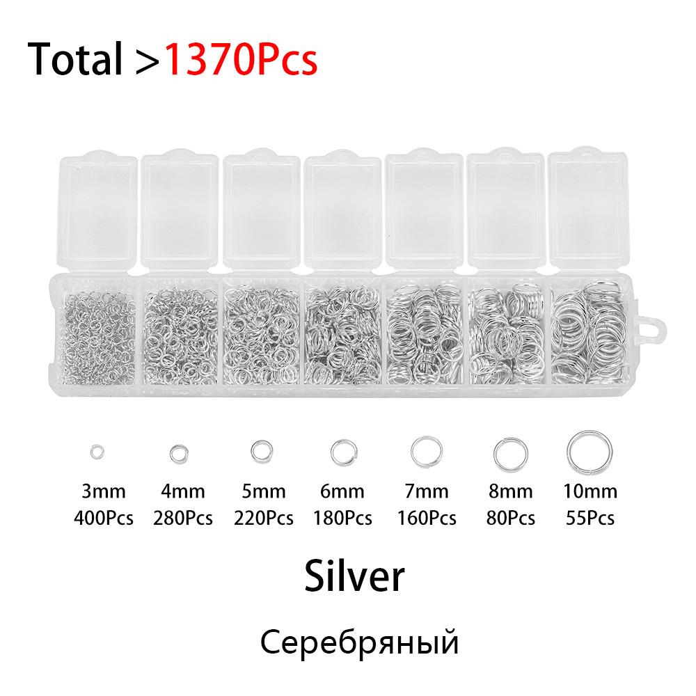 420 Stück/Karton Schmuckherstellungs-Kits Halsketten-Ketten Ohrhaken Kopf-Nadeln Biegeringe Karabinerverschluss DIY Schmuckzubehör Set Zubehör