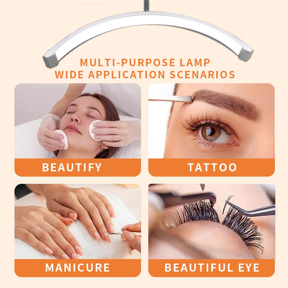 Eyelash lamp with remote control and phone stand, half moon lamp, floor lamp for tattoo eyebrow facial treatment salon, multi-an