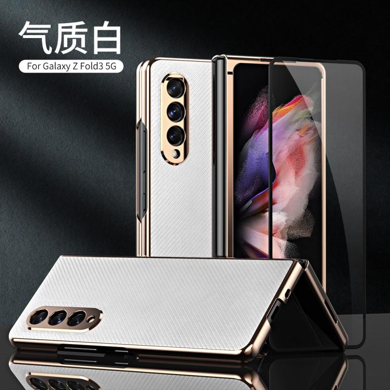 Galaxy Z Fold3 Case Full Cover Protective Leather PC Hybrid With Kickstand W22 Foldable Phone