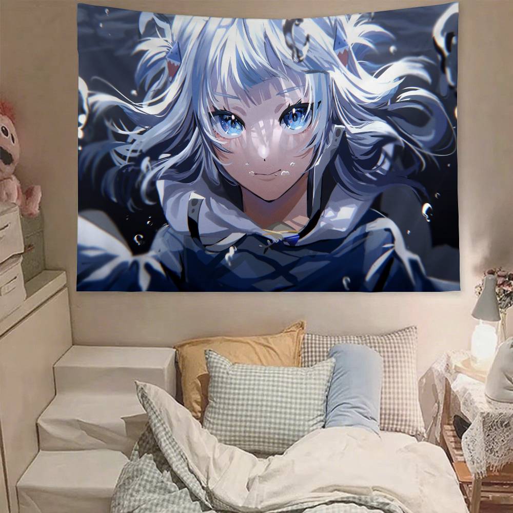 Cute GGawr Gura Tapestry Wall Hanging Tapestry Art Deco Blanket Curtain Hanging At Home Bedroom Living Room Decor