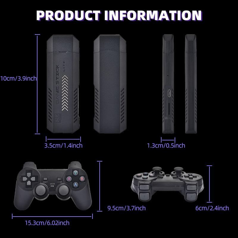 GS10-PRO Retro Game Stick Console with 2 Wireless Controllers, S905L Mini TV Game Console, Save Load, Multi-Language