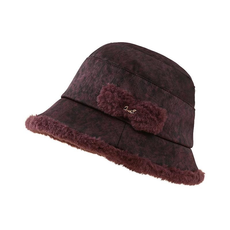 Autumn and Winter Elderly Hat Lady Mother Basin Hat Double Warm Fashion Versatile Grandma Bucket Hat