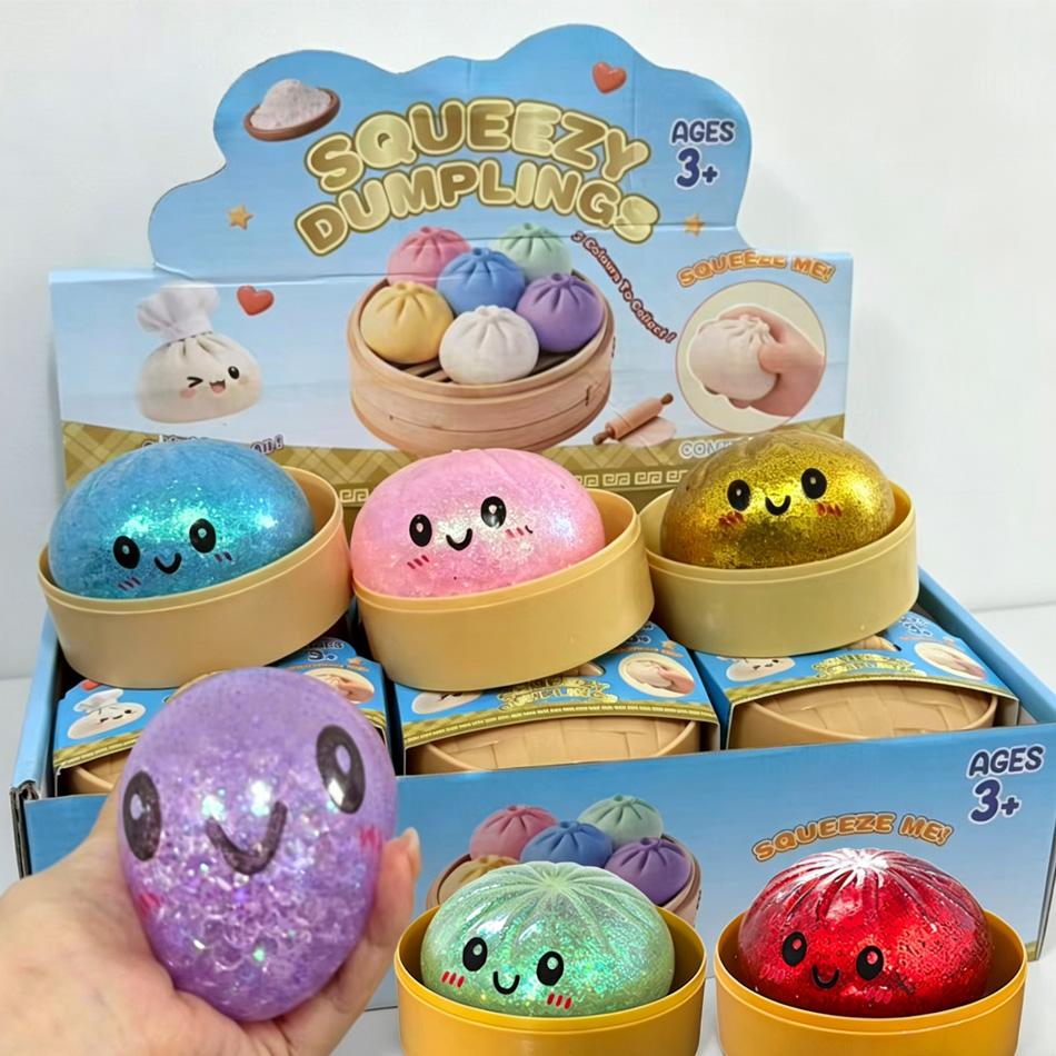 Süße Glitzer-Knödel-Squishies Glitzer-Knödel-Squishy mit Box Knödel Sensorischer Knödel Druckspielzeug zur Stressbewältigung