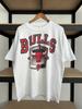 Casual Graphic Tee Unisex Vintage 90s Chicago Bulls NBA Basketball White T-shirt Sz XL