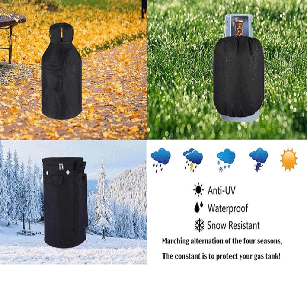 Funda Negra para Cilindro de Propano Tela Oxford 600D Impermeable para Tanques de Gas de 5 kg y 11 kg con Rejillas de Ventilación y Base con Cordón