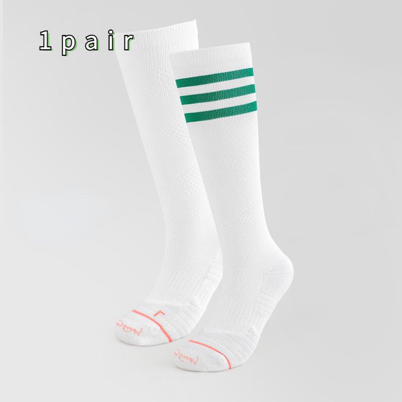 

Женские летние тонкие спортивные носки с высокой трубкой для марафонского бега, прыжков со скакалкой, размер 35-39 One-size белый/зелёный