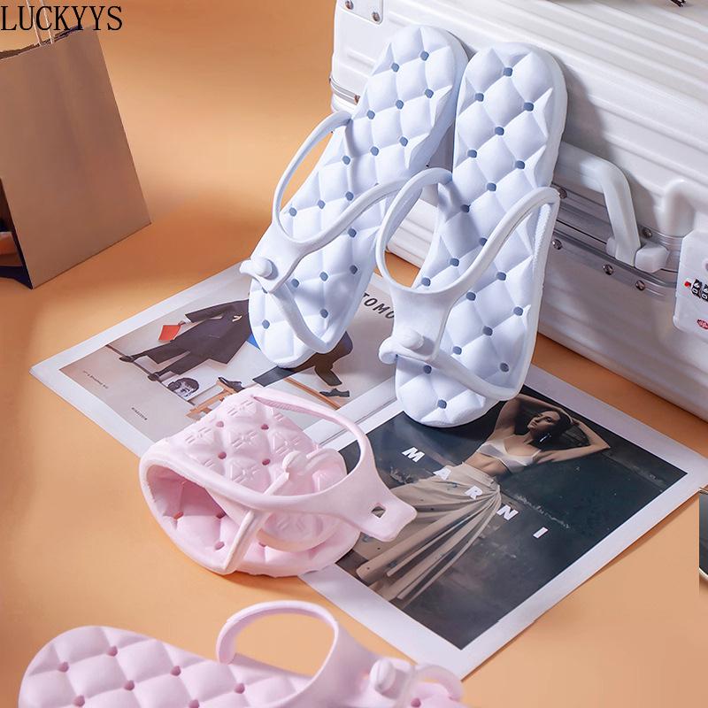 Fashion Men's Platform Flip Flops Bathroom Home Sandals Women Hotel Slippers Outdoor Travel Folding Slippers Non-slip Slides