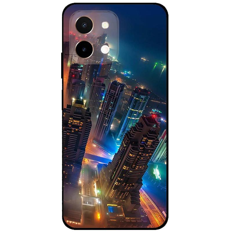 For Vivo Y28 4G Case 6.68'' Black TPU Silicon Cartoon Protection Cover for VivoY28 Y 28 4G Shockproof Capa Wolf Animals Soft Bag