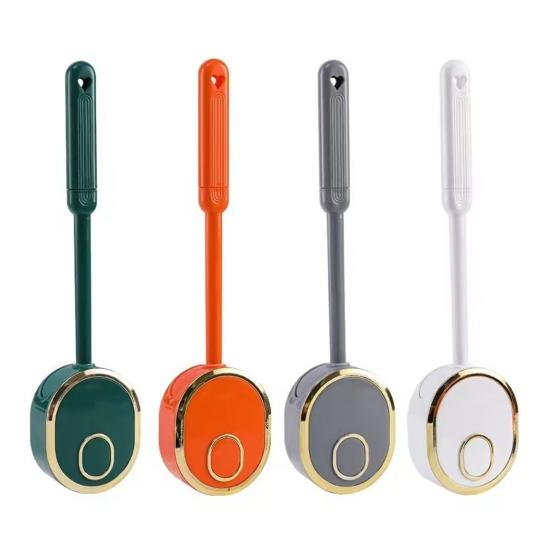 Silicone Toilet Brush Set with L-Shaped Head Wall Mounted Holder Long Non-Slip Handle No Dead Corner Design Bathroom Cleaner